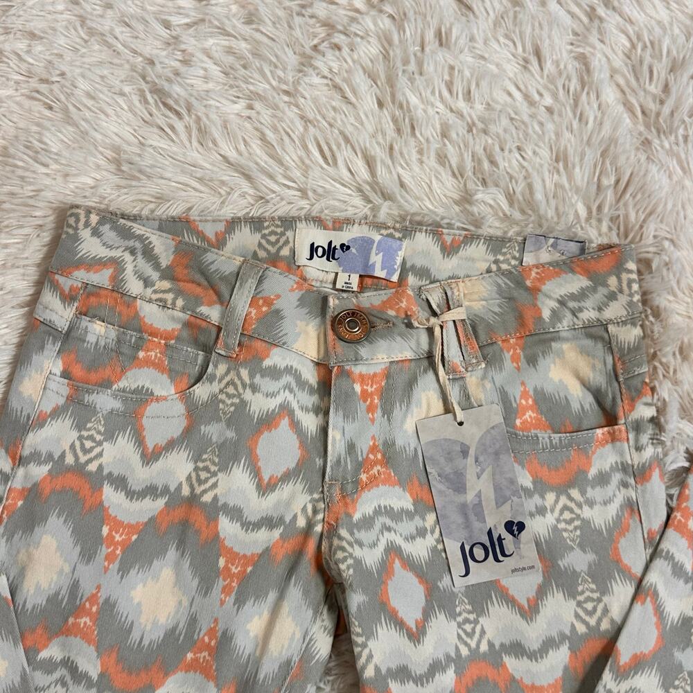 Jolt Jeans Women's Size 1 Low Rise Skinny Groovy Pattern Light Colors Stretch - Picture 3 of 8